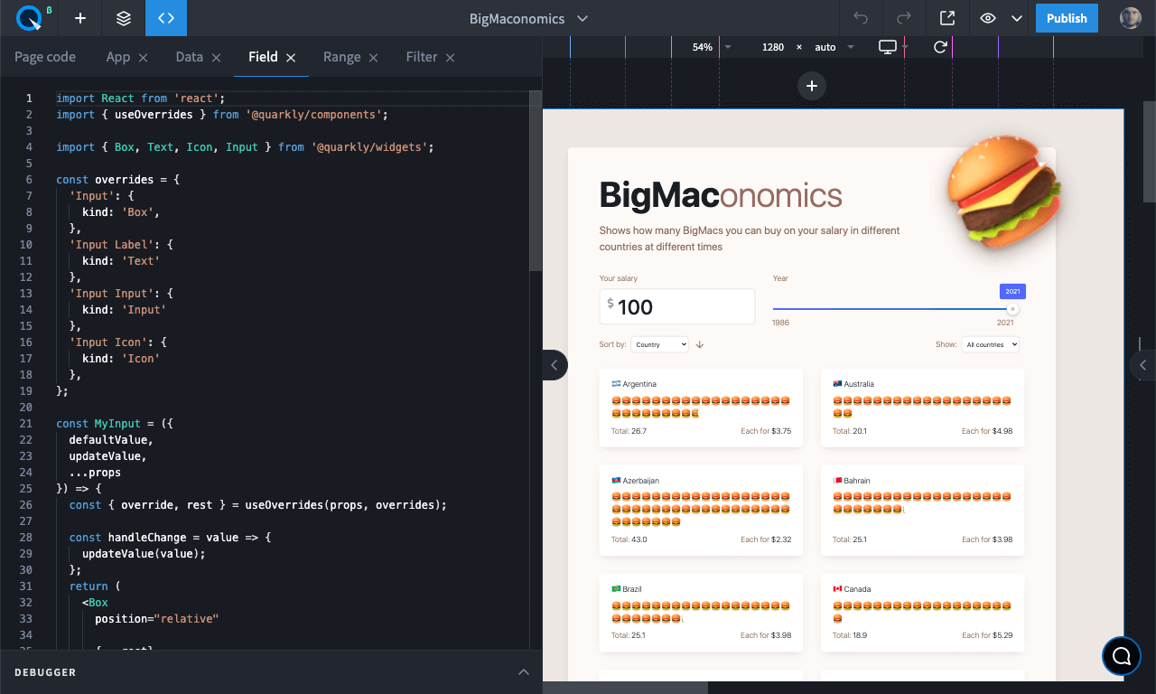 Quarkly Features for Developers. Multiple Tabs in the Code Editor